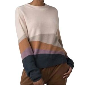 Prana Cream and Tan Crew Neck Sweater